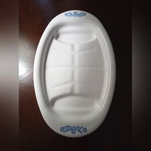 Corningware White Platter with Blue Floral Motif